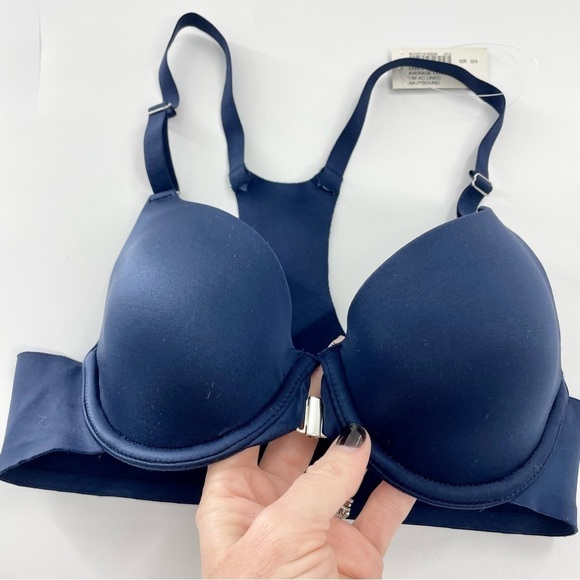 NWT Soma Vanishing Back Front Close Full Coverage Smoothing Navy Blue Bra Sz 32A - Picture 3 of 8